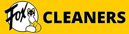 Business logo featuring an illustration of a dog's face next to the word "cleaners" on a yellow background.