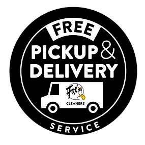 Logo for a free pickup and delivery service offered by a cleaning company.