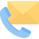 An icon showing a blue telephone handset overlapping a yellow envelope.